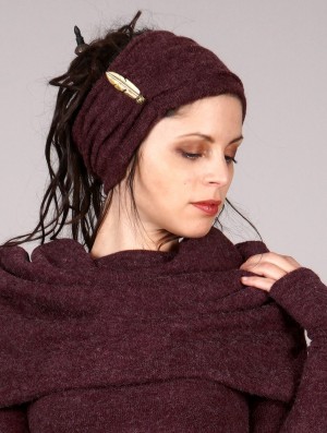 Toonzshop Aikköoz Feathered Headband Naisten Hatut Wine | 5461AMSUQ