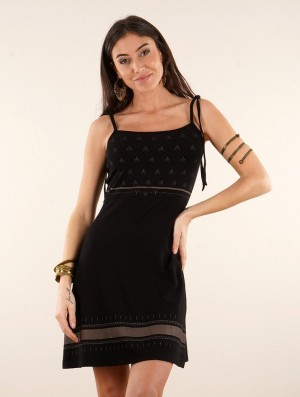 Toonzshop Atkatla Printed Strappy Short Dress Naisten Mekko Mustat | 3462QMVDE