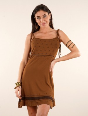 Toonzshop Atkatla Printed Strappy Short Dress Naisten Mekko Sienna | 9563JUECS