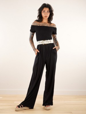 Toonzshop Aulë Short Sleeve Flare Leg Jumpsuit Naisten Jumpsuit Mustat | 7896CSOYV
