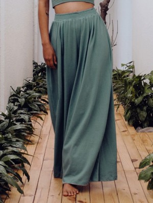 Toonzshop Booh Flared Loose Pants Naisten Housut Vihreä | 5073HYAJK