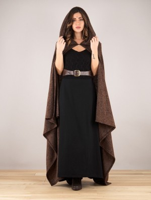 Toonzshop Danäa Hooded Long Cape Naisten Ponchot Ruskea | 0196FMREB