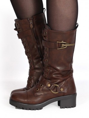 Toonzshop Dezba High Boots Naisten Saappaat Ruskea | 1068OPMNT