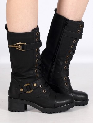 Toonzshop Dezba High Boots Naisten Saappaat Mustat Kultaiset | 0532QUPVY