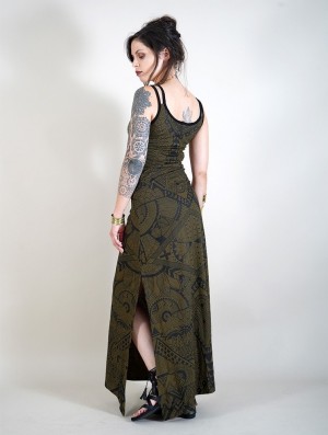Toonzshop Electra Africa Printed Long Split Strappy Dress Naisten Mekko Vihreä | 7863OYLHV