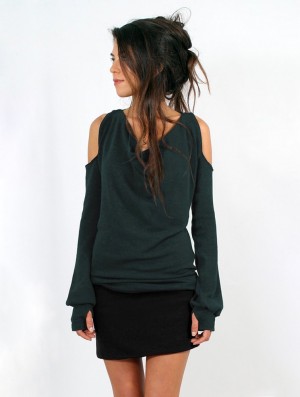 Toonzshop Elixir Bare Shoulder Pullover Naisten Villapusero Teal | 1465FPCNM