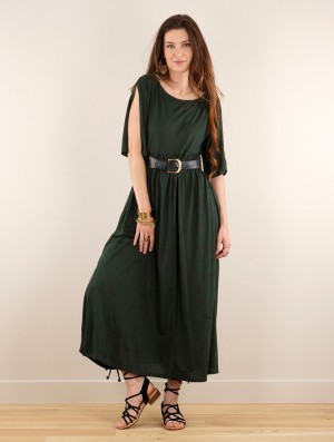 Toonzshop Eorynn Africa Printed Oversized Long Dress Naisten Mekko Forest | 6532PHWBO
