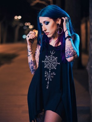 Toonzshop Freyja Printed Knotted Sleeveless Tunic Naisten Topit Mustat Hopea | 1596PZURM