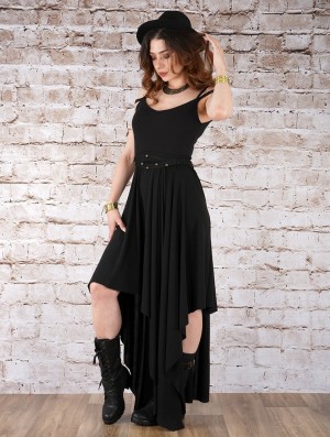 Toonzshop Gypse Asymmetric Flared Long Dress Naisten Mekko Mustat | 4370BWTJV