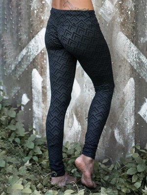 Toonzshop Hatha Longma Printed Long Leggings Naisten Leggings Mustat | 4172OXCMT