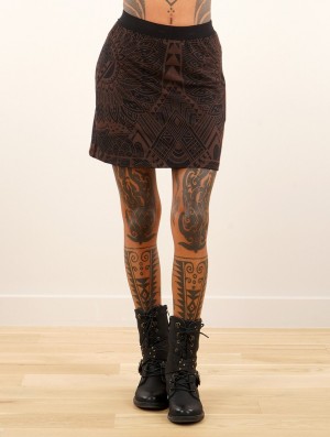 Toonzshop Minthara Africa Printed Mini Skirt Naisten Hame Mustat | 8023NKRQM