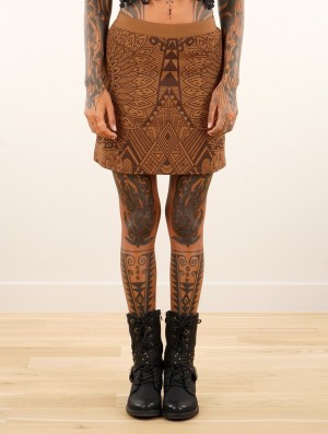 Toonzshop Minthara Africa Printed Mini Skirt Naisten Hame Caramel | 2047ZJNKB