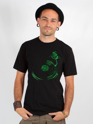 Toonzshop Play Record Printed Short Sleeve T-shirt Miesten T-Paita Mustat Vihreä | 0795FWOBC