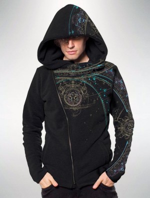 Toonzshop Portal Zip Up Hoodie Miesten Huppari Mustat | 9152IJGWZ