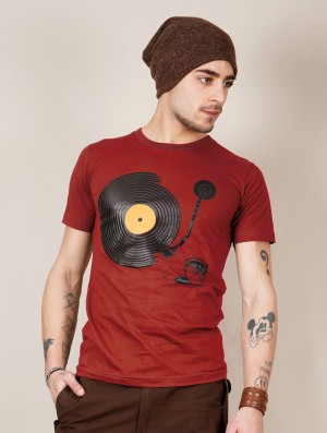 Toonzshop Record Painter Printed Short Sleeve T-shirt Miesten T-Paita Punainen | 2701LVIRG