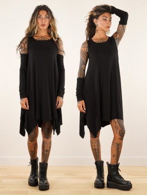 Toonzshop Short Dress With Removable Sleeves "Lilin" Naisten Mekko Mustat | 0432FZTOD