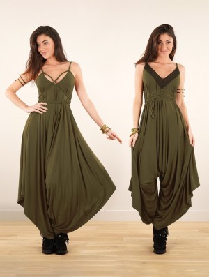 Toonzshop Topäaz Loose And Reversible Strappy Jumpsuit Naisten Jumpsuit Khaki | 3579DJBMA